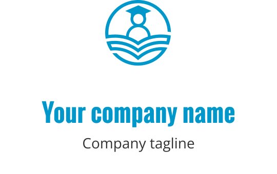 Design del logo moderno con una silhouette di laureato sopra un libro aperto