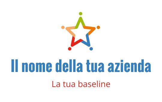 Logo design di una stella colorata con punti interconnessi e testo in grassetto