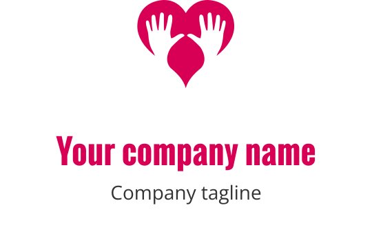 Logo a forma di cuore con mani nei colori rosa e nero