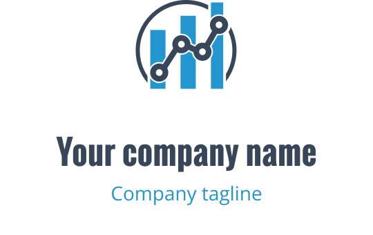 Logo moderno in turchese e blu con elementi di grafico in crescita
