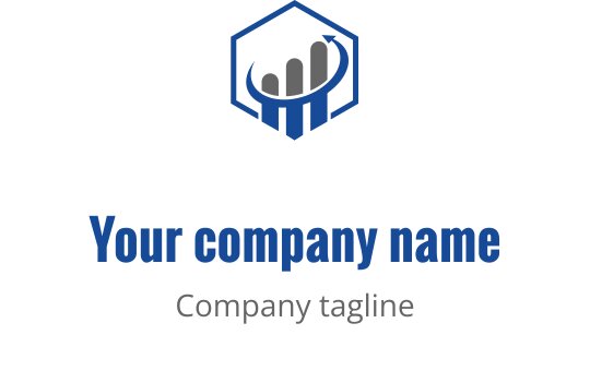 Logo moderno con un grafico a barre turchese e grigio in crescita