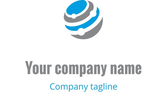 Logo moderno con elementi blu e grigi a forma di globo