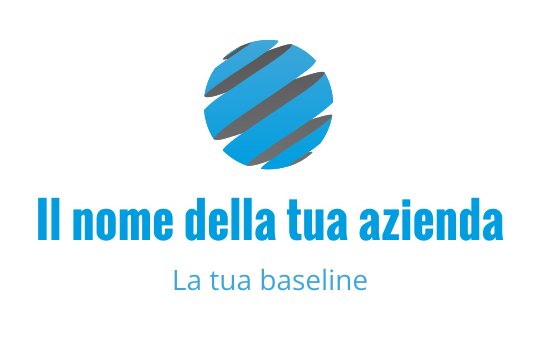 Design del logo circolare moderno con strisce blu e testo in grassetto