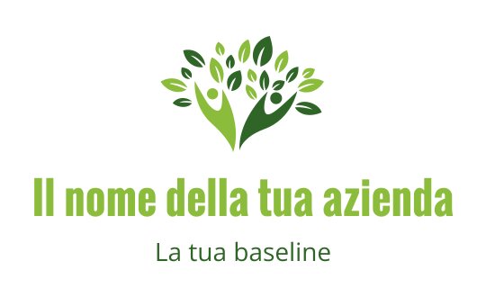 Design del logo moderno con un albero verde, figure umane e foglie