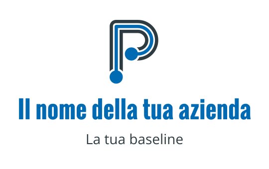 Logo moderno blu e grigio con una lettera P stilizzata