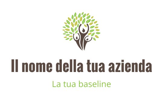 Logo di un albero moderno con foglie verdi e tronco marrone