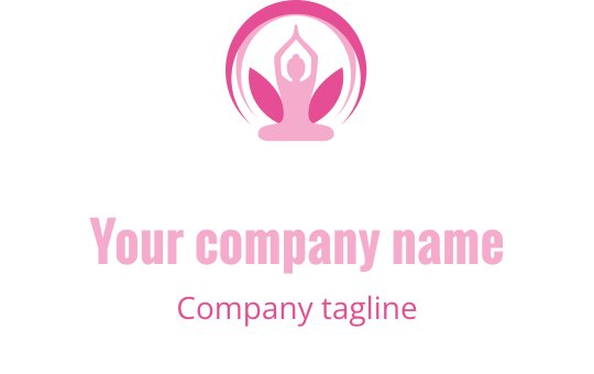 Logo elegante rosa con figura meditativa e petali di loto