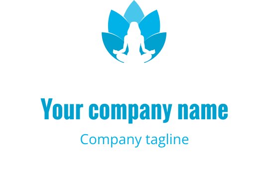 Logo design di un loto sereno con una figura in meditazione blu
