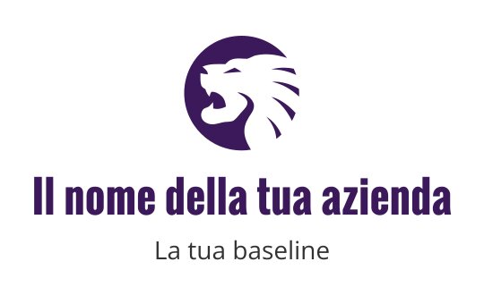 Logo di un leone audace in viola con sfondo circolare