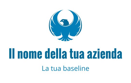 Logo design di un'aquila stilizzata blu con ali ampie e tipografia audace