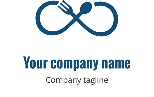 Logo infinito turchese con forme di forchetta intrecciate