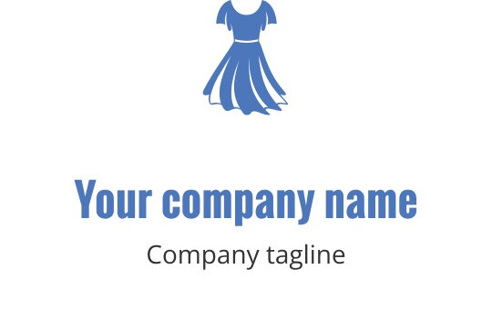 Logo design di un elegante vestito blu con dettagli di tessuto fluente