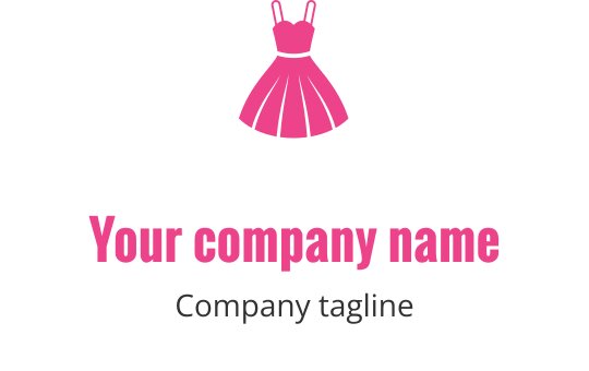 Logo design di un elegante vestito rosa con una silhouette giocosa