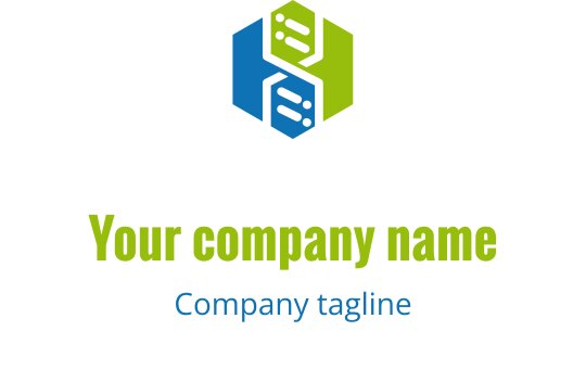 Design del logo esagonale moderno con elementi blu e verdi