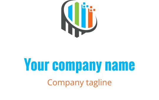 Design del logo moderno con barre verticali colorate e contorno circolare