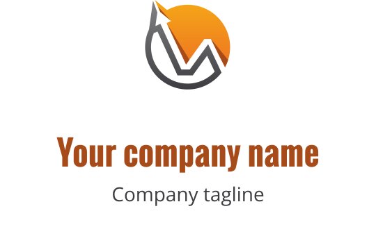 Design del logo moderno con un grafico in crescita e un elemento sole arancione