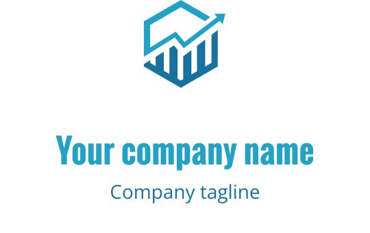 Logo design in turchese e ciano con una freccia stilizzata verso l'alto