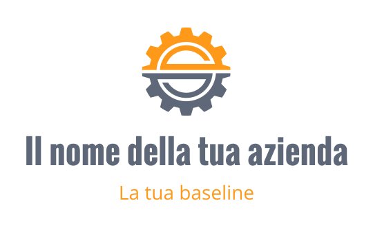 Logo di ingranaggi moderni in arancione e grigio con elementi circolari