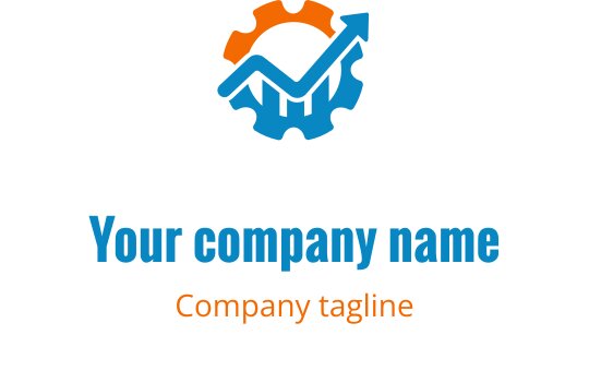 Design del logo moderno con ingranaggi arancioni e blu intrecciati