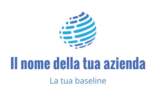Logo moderno blu con design di globo e motivi a strisce dinamiche