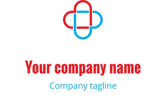Logo moderno rosso e blu con una forma di croce stilizzata