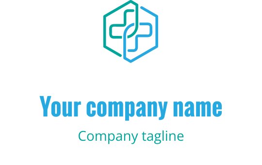 Design del logo esagonale moderno con una croce medica stilizzata in teal