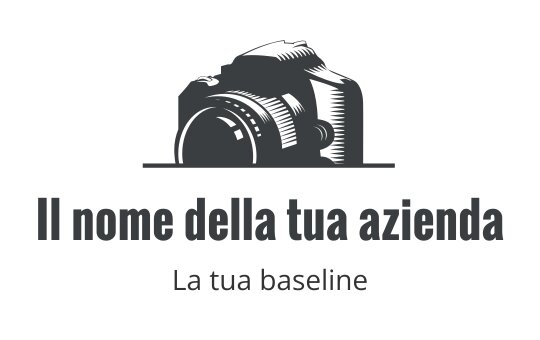 Logo stilizzato di una macchina fotografica con linee audaci e tipografia moderna
