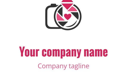 Logo elegante con una macchina fotografica rosa e rossa per matrimoni