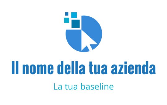 Logo moderno blu con un cursore e forme geometriche