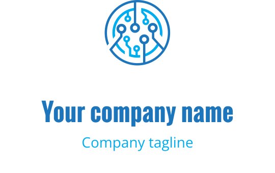 Design del logo circolare moderno con nodi e linee interconnesse in blu