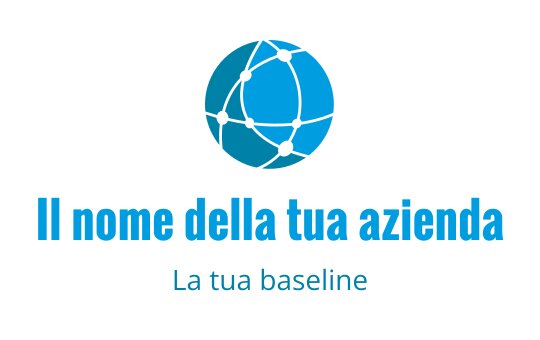 Logo moderno blu con linee e nodi interconnessi