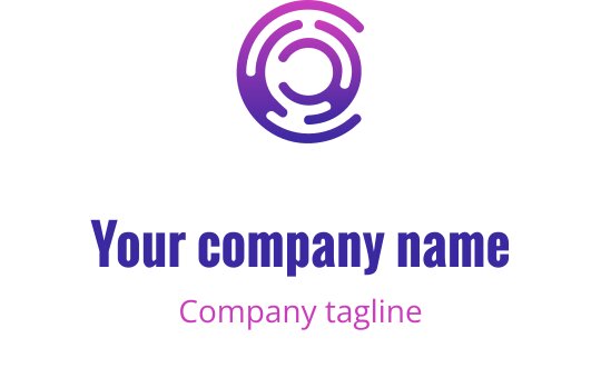 Design del logo circolare moderno in tonalità di viola e rosa sfumate