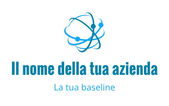Logo moderno blu con una struttura atomica astratta