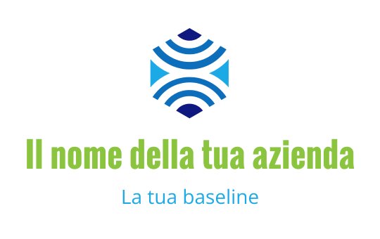 Design del logo esagonale moderno con onde blu e testo verde