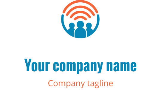 Design del logo moderno con tre figure e onde sonore sopra