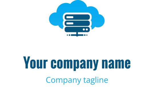 Logo design di nuvole con server impilati in tonalità di blu