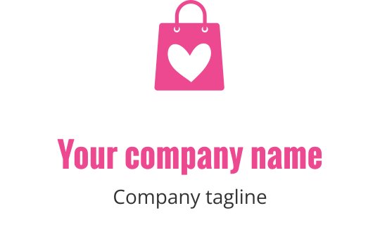 Logo design elegante in rosa con una silhouette di borsa moderna e slanciata