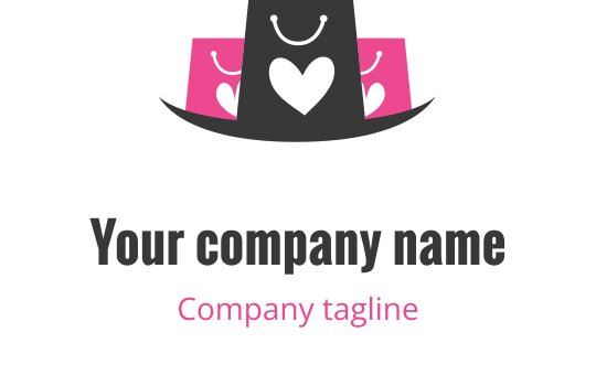 Logo design elegante in rosa e grigio con silhouette di borsa moderna