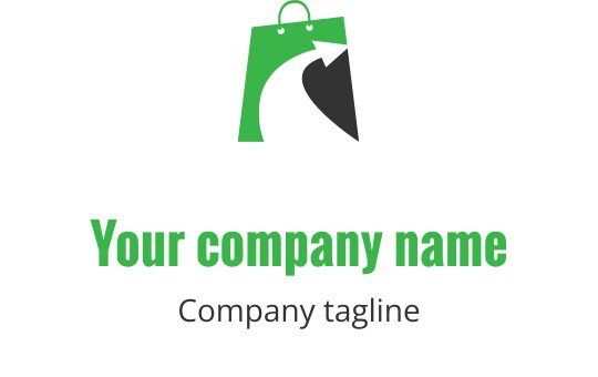 Logo design verde lime con una forma stilizzata di borsa