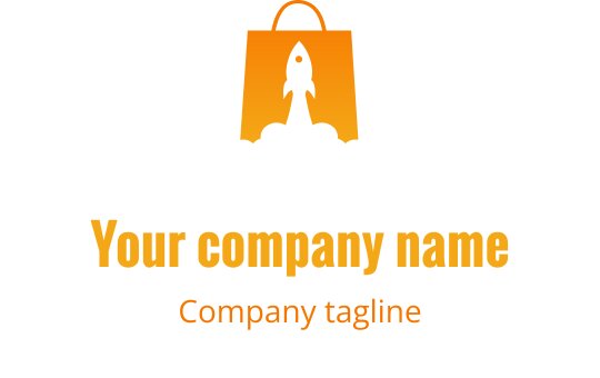 Design del logo elegante con silhouette di una borsa arancione e oro