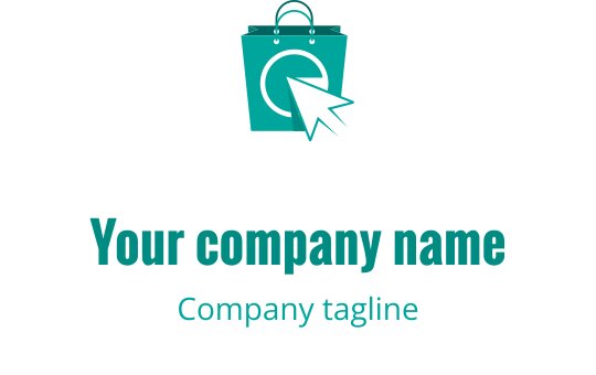 Logo design turchese con una borsa della spesa stilizzata e moderna
