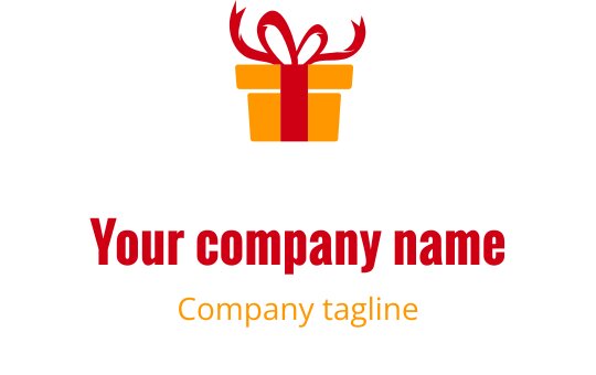 Logo design vibrante arancione e rosso con una scatola regalo stilizzata