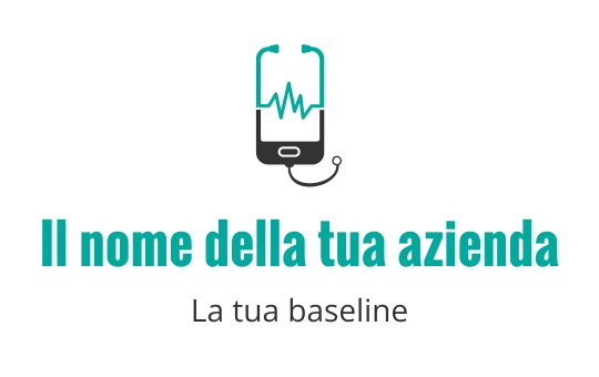 Logo moderno con uno smartphone, una linea del battito cardiaco e un auricolare
