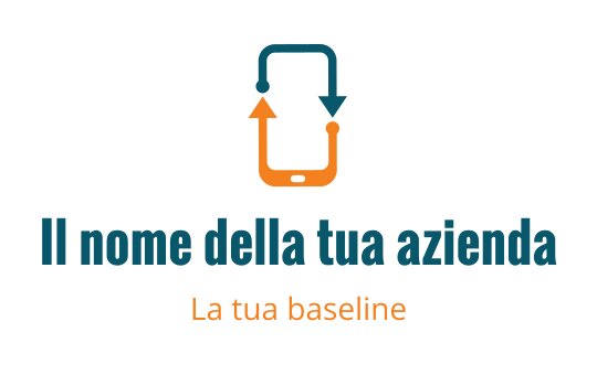 Design del logo moderno con uno smartphone e frecce arancioni e teal