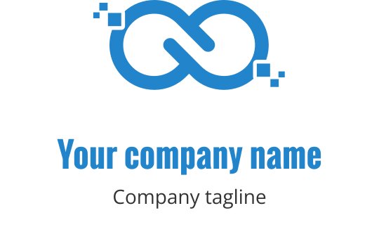 Logo moderno blu infinito con accenti geometrici