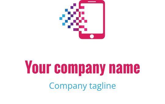 Design del logo di uno smartphone moderno con elementi pixel colorati