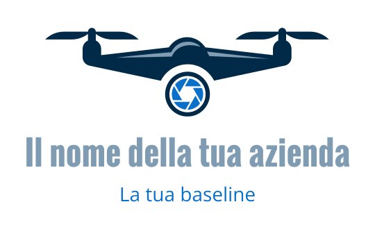 Logo di drone moderno con elemento circolare della lente della fotocamera