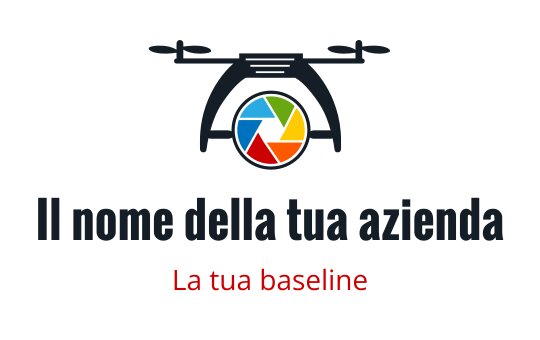 Logo di drone con un obiettivo colorato e una silhouette elegante