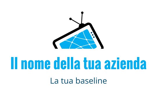 Logo moderno blu con una forma geometrica e linee