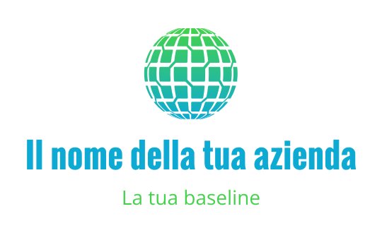 Logo moderno con design di globo e motivo a griglia verde e blu